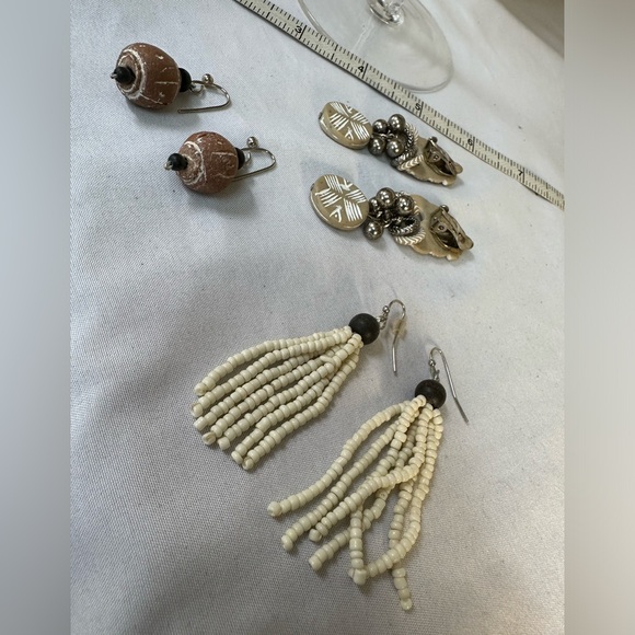 Three pair neutral classic beach vibe earrings - Picture 6 of 6